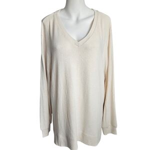 Anthropologie Saturday Sunday Tunic Sweater Cream Vneck Size Medium